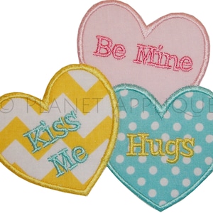 Conversation Hearts Applique Machine Embroidery Design Valentines Day