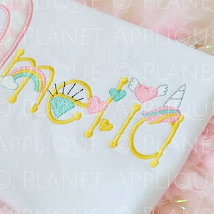 Unicorns Alphabet Monogram Font Machine Embroidery Designs