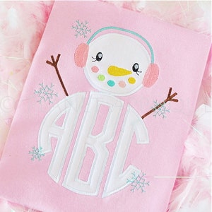 Snowman Monogram Font Machine Embroidery Designs