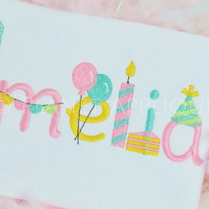 Birthday Font Alphabet Monogram  Machine Embroidery Designs