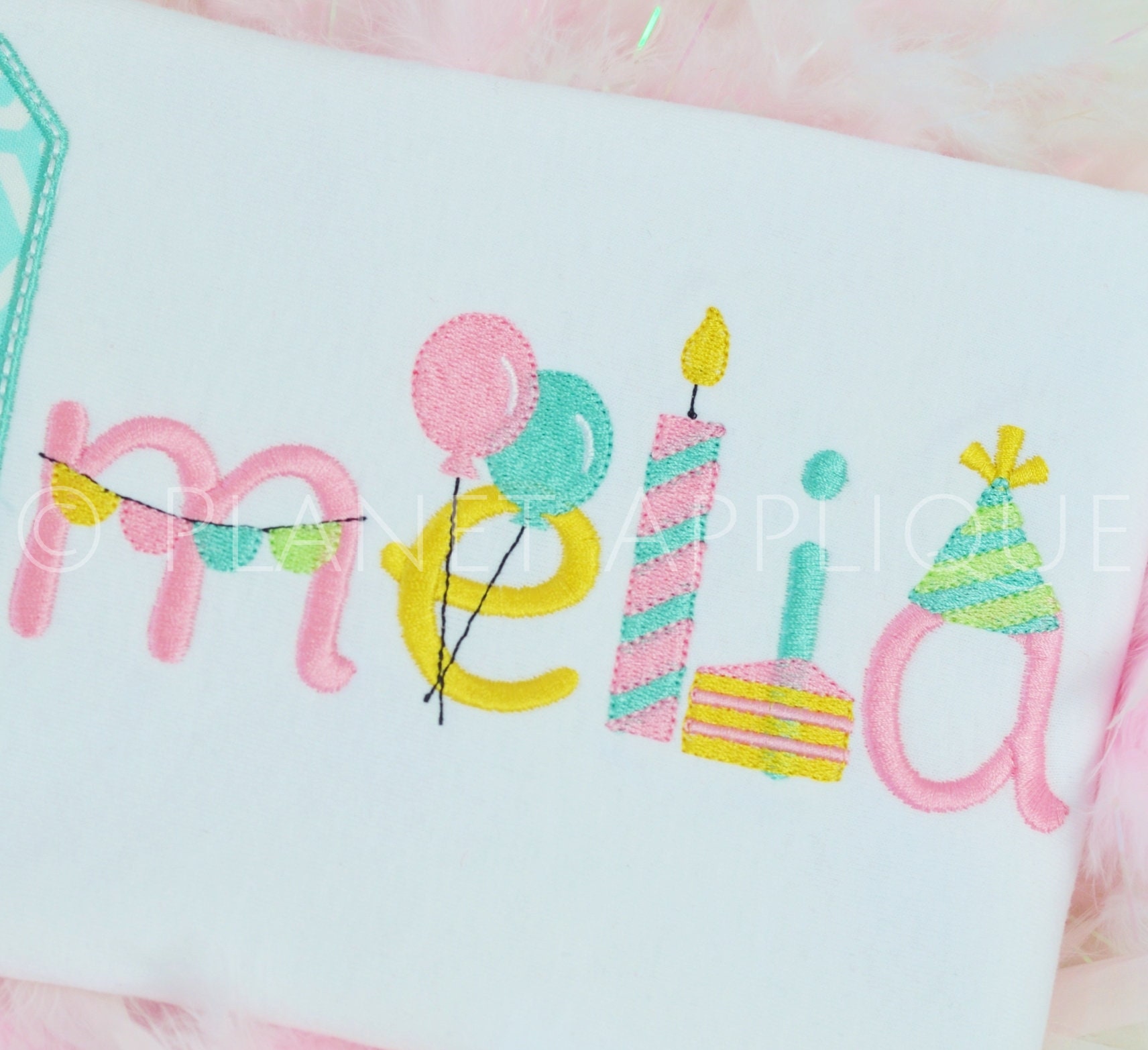 Birthday Font Alphabet Monogram  Machine Embroidery Designs