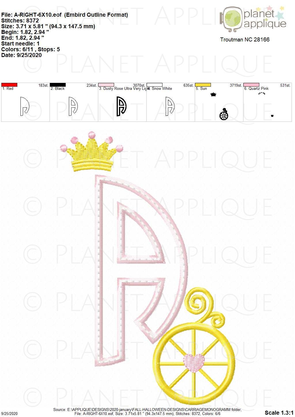 Princess Carriage Monogram Font Machine Embroidery Designs - Etsy