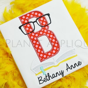Reading Time Book Monogram Applique Alphabet Font Machine Embroidery Designs For School