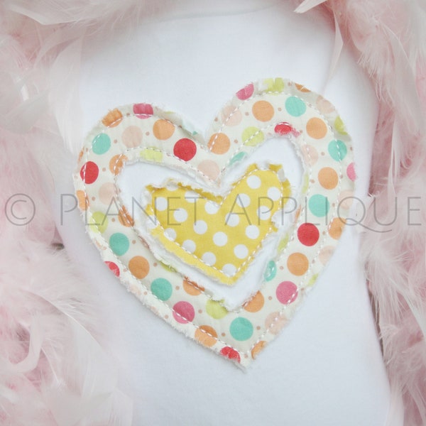 Shabby Valentine 2 Heart Applique Machine Embroidery Design Valentines Day