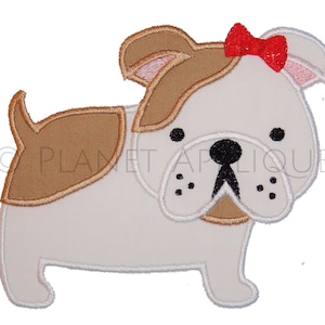 Bulldog Applique Machine Bordado Diseño Puppy Dog Mascota