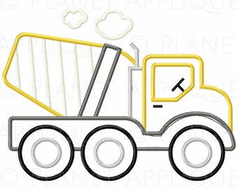 Camión de cemento 2 Applique Machine Bordado Diseño Construcción Constructor