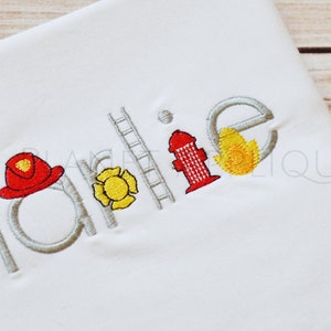 Fire House Fireman Monogram Font Alphabet Machine Embroidery Design Rescue