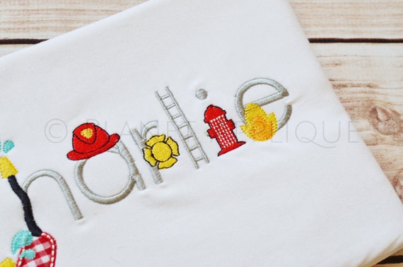 Fire House Fireman Monogram Font Alphabet Machine Embroidery - Etsy