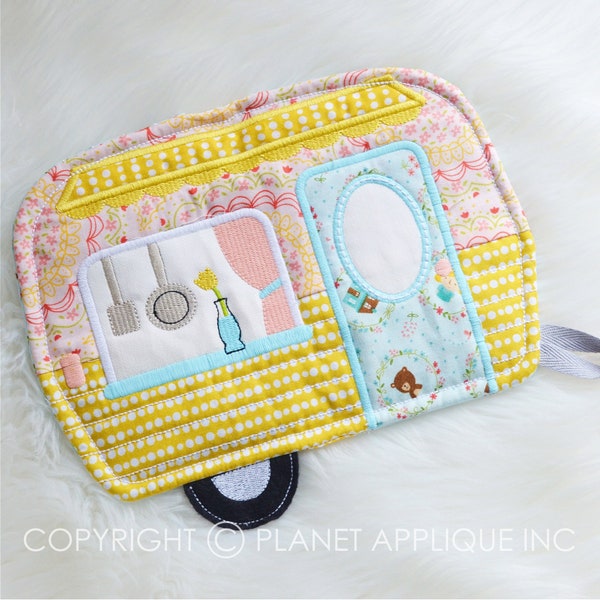 In the Hoop Camper Potholder Mug Rug Design For Machine Embroidery Digital ITH Download