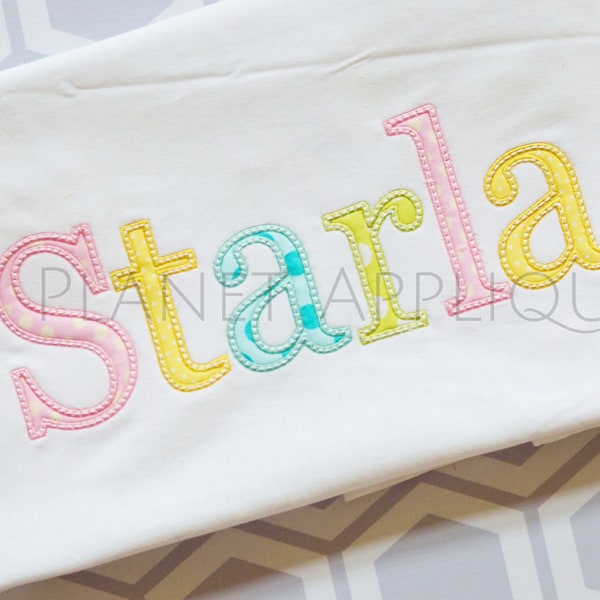 Starla Plain Letter Applique Alphabet Monogram Font Machine Embroidery Design