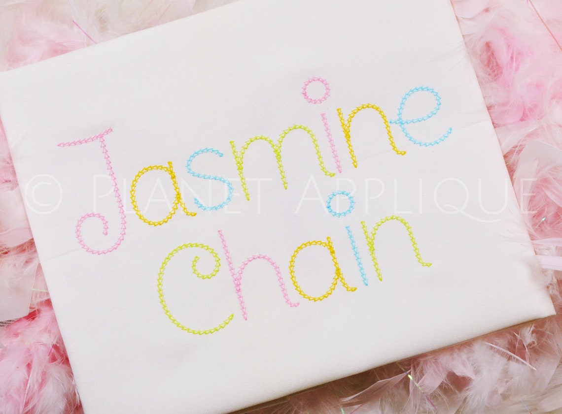 Jasmine Chain Stitch Cursive Script Monogram Font Alphabet Machine ...