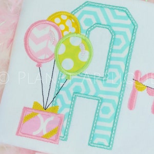 Geburtstag Ballon Applikation Alphabet Monogramm Schrift Maschinenstickerei Designs