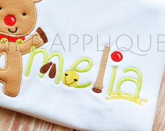 Reindeer Monogram Font Alphabet Machine Embroidery Design for Christmas holiday Winter