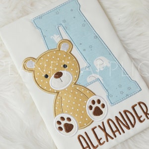 Teddy Bear Applique Alfabeto Monogramma Font Macchina Ricamo Design