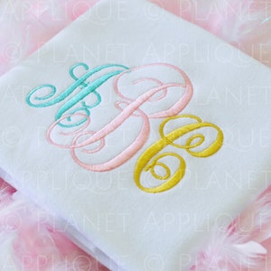 Royal Cursive Script Fancy Three Letter Monogram Font Machine Bordado Diseños Alfabeto