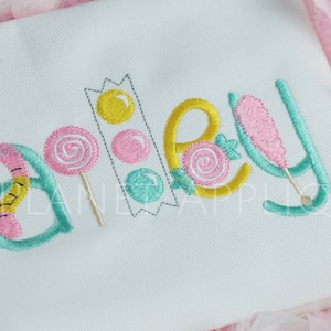Sweet Tooth Monogram Font Machine Bordado Alfabeto Diseño Caramelo