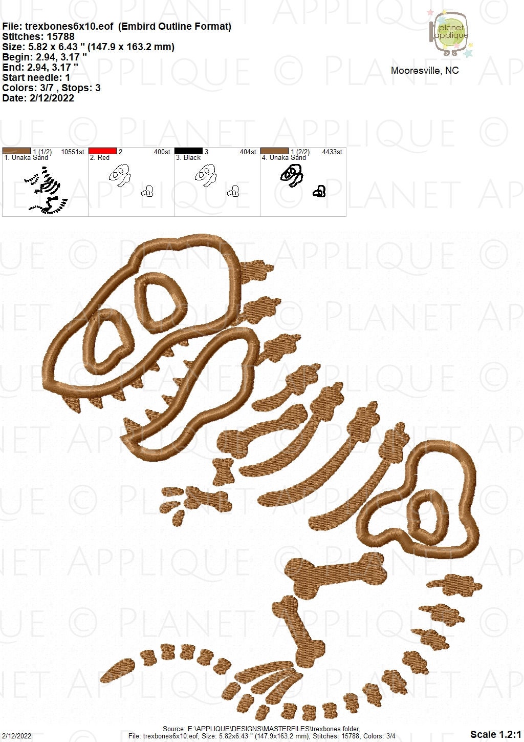 Trex Dinosaur Skeleton Bones Applique Machine Embroidery Design - Etsy