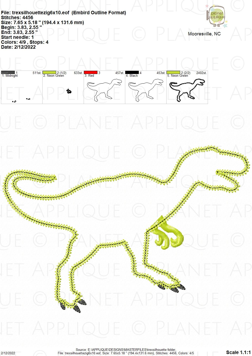 Trex Dinosaur Silhouette Applique Machine Embroidery Design - Etsy