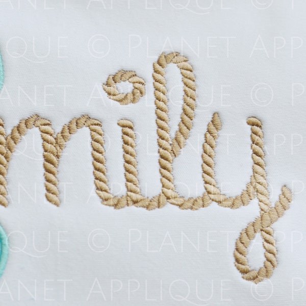 Rope Script Monogram Font Alphabet Machine Embroidery Designs Nautical