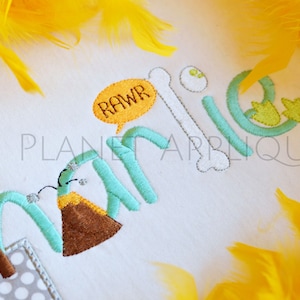Dinosaur Monogram Font Machine Borduurwerk Ontwerp Dino Letters alfabet
