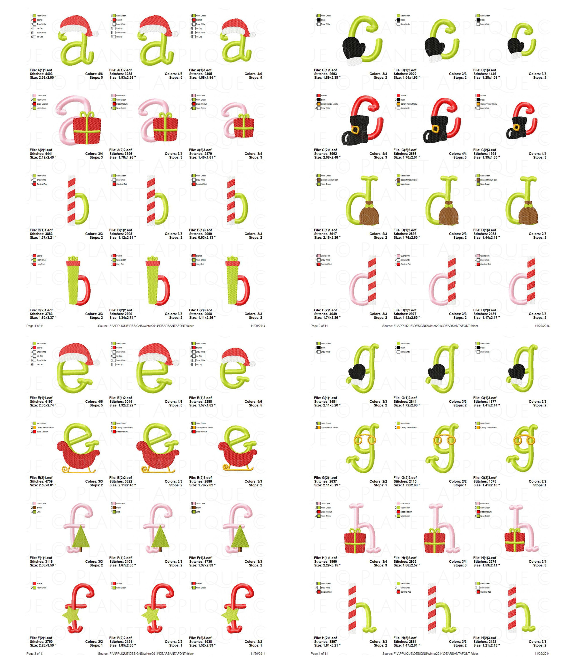 Dear Santa Monogram Font Alphabet Machine Embroidery Design Christmas ...
