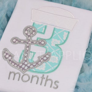 Nautical Birth Months Applique Alphabet Monogram Font Machine Embroidery Design Sailor Anchor