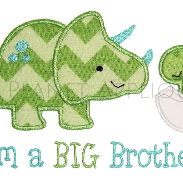 Sibling Dinosaur Applique Machine Embroidery Design