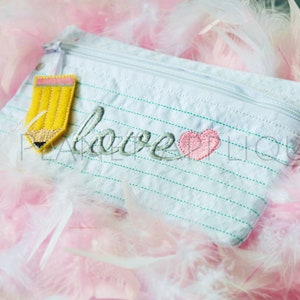 In the Hoop Notebook Paper Zippered Pencil Pouch School Design For Machine Embroidery Digital ITH Download