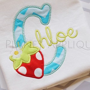 Strawberry 2 Monogram Applique Alphabet Font Machine Bordado Diseños para el verano