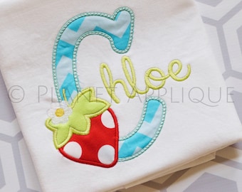 Strawberry 2 Monogram Applique Alphabet Font Machine Embroidery Designs for Summer