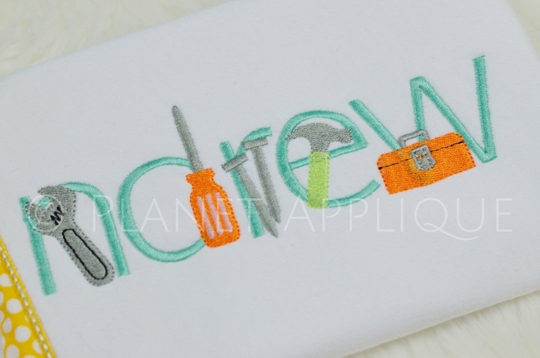 Tool Font Monogram Machine Embroidery Design Alphabet for Construction ...