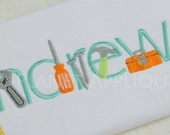 Tool Font Monogram Machine Embroidery Design Alphabet for Construction