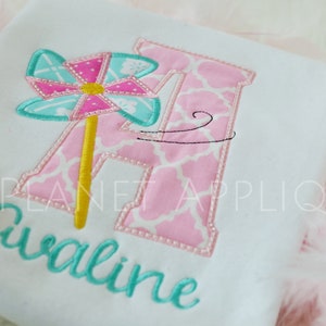 Pinwheel Applique Alphabet Monogram Font Machine Embroidery Designfor Spring