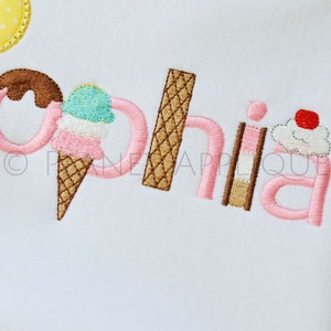 Ice Cream Scoops Alphabet  Monogram Font Machine Embroidery Designs