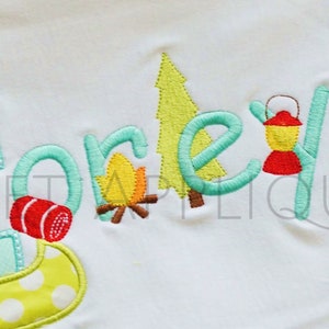 Great Outdoors Monogram Font Machine Embroidery Design Camping