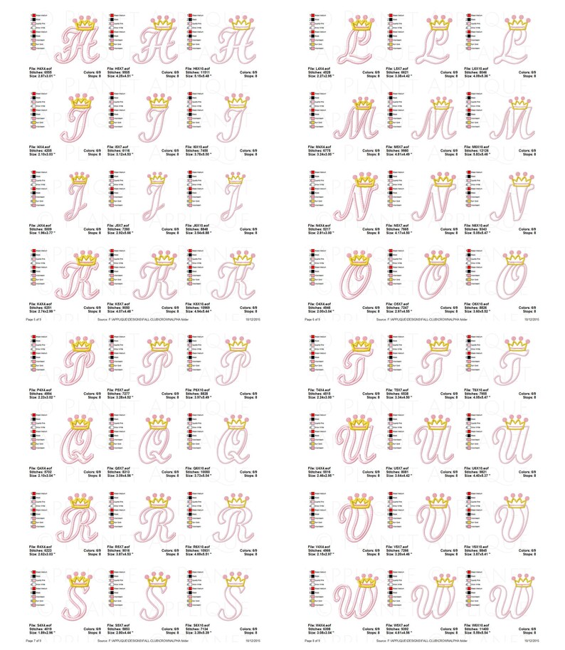 Princess Crown Cursive Script Applique Alphabet Monogram Font Machine ...