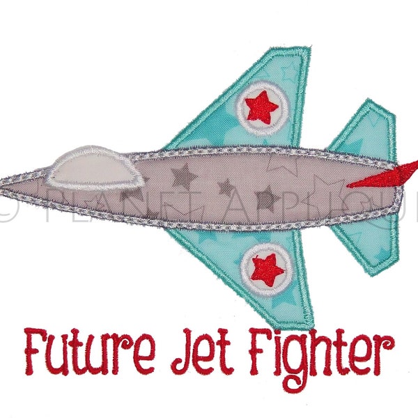 Future Jet Fighter Applique Machine Embroidery Design Pilot Airplane