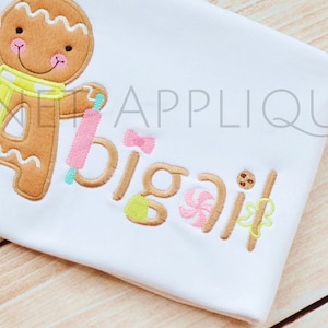 Gingerbread Monogram Font Alphabet Letters Machine Embroidery Design for Christmas Winter