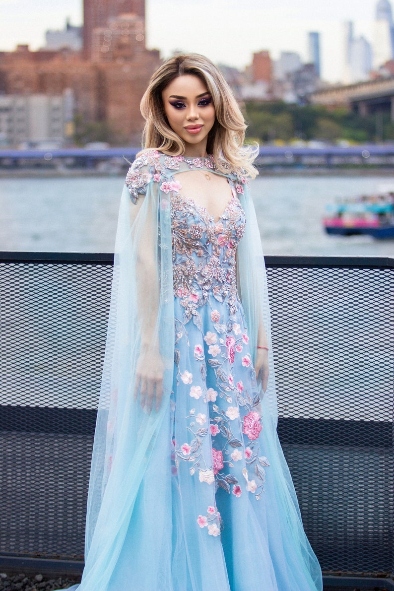 Tassel Evening Dress with Cape