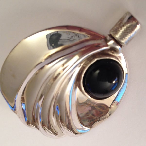 Sterling silver perfume bottle with black onyx stone