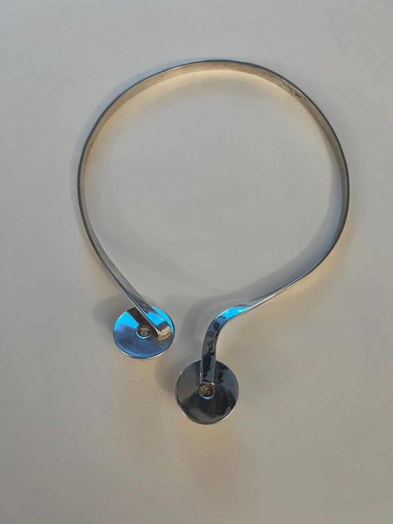 Interlocking Vintage Sterling Silver Collar Necklace: 16mm Cubic ...