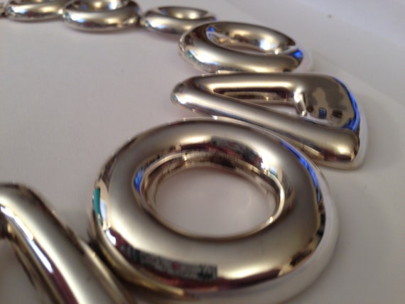 Vintage Sterling Silver Statement Collar Necklace… - image 4