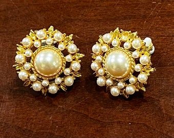 Boucles D'oreilles Strass Blanc Vintage Clip Années 80 - Or Et Blanc - Neuf Sans Emballage