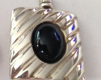 Sterling silver perfume bottle with black onyx stone