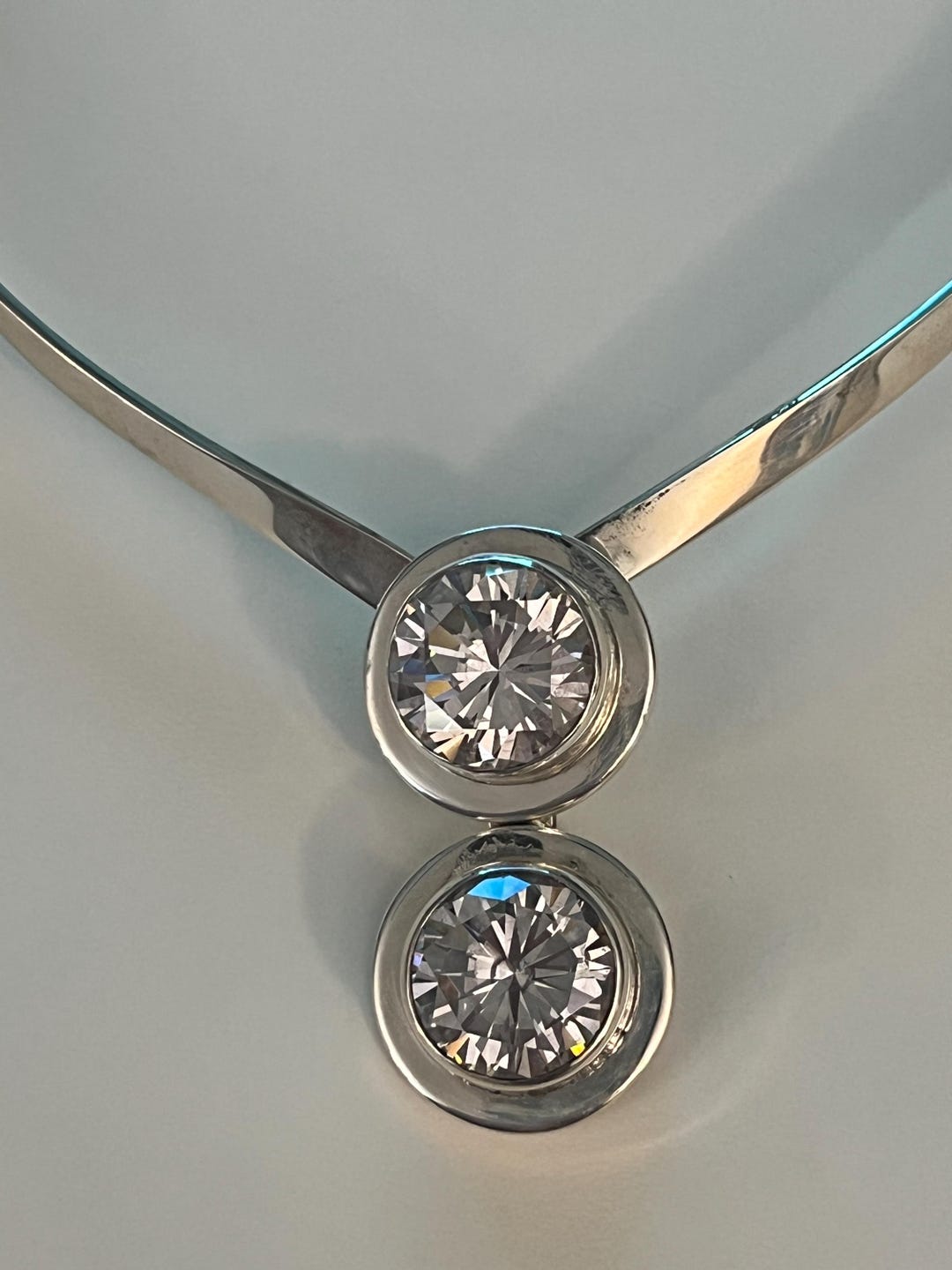 Interlocking Vintage Sterling Silver Collar Necklace: 16mm Cubic ...