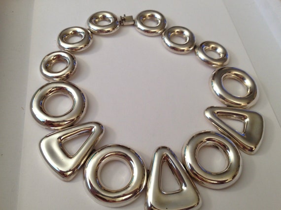 Vintage Sterling Silver Statement Collar Necklace… - image 2