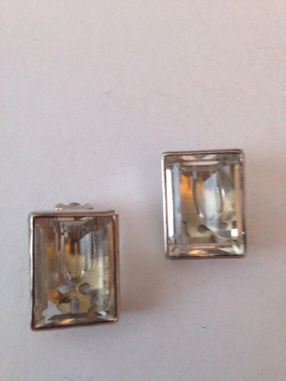 Vintage Sterling Silver Rock Crystal Clip Earrings by TURE DESIGNS View 6