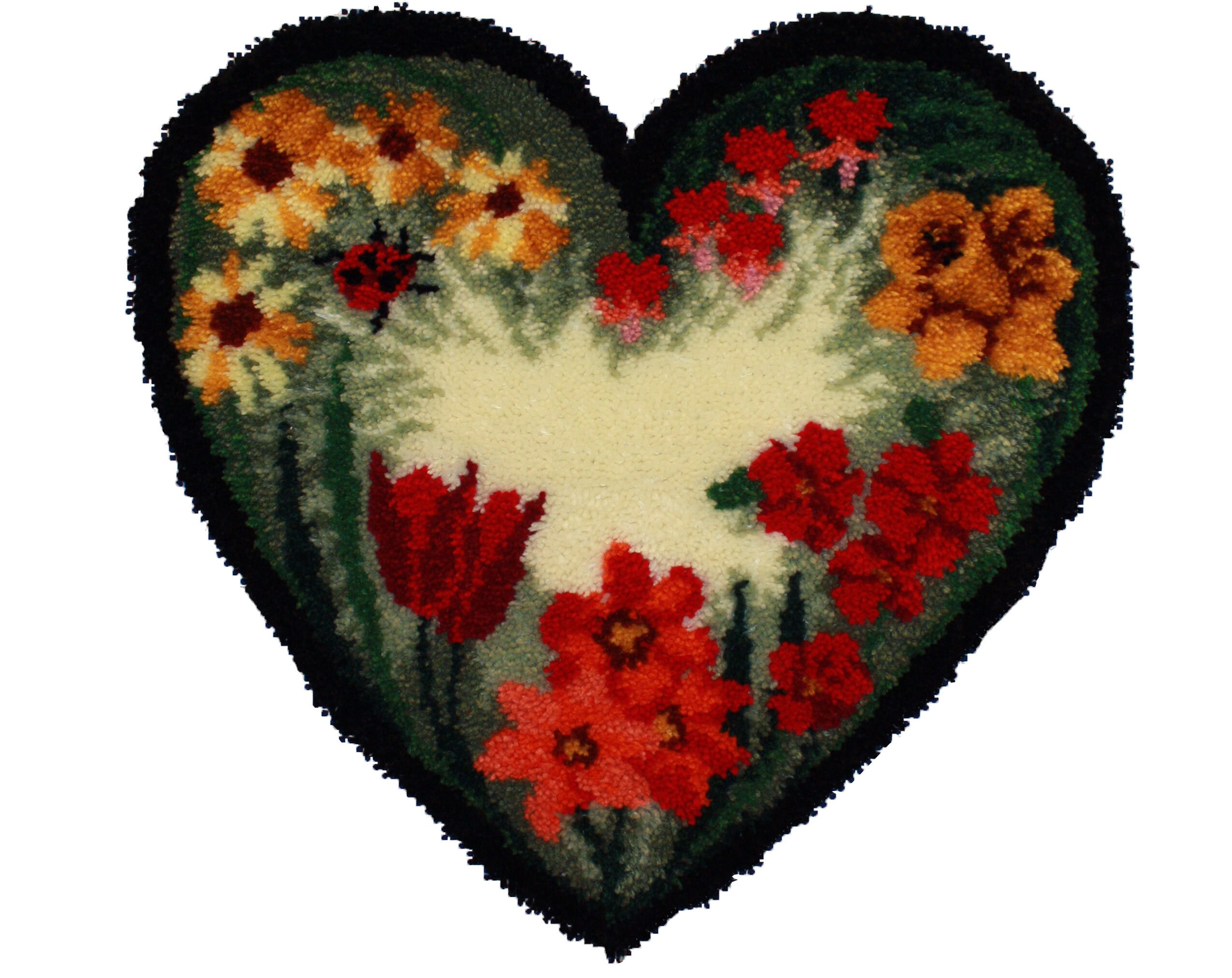 Summer Floral Heart Shaped Latch Hook Rug Kit Etsy