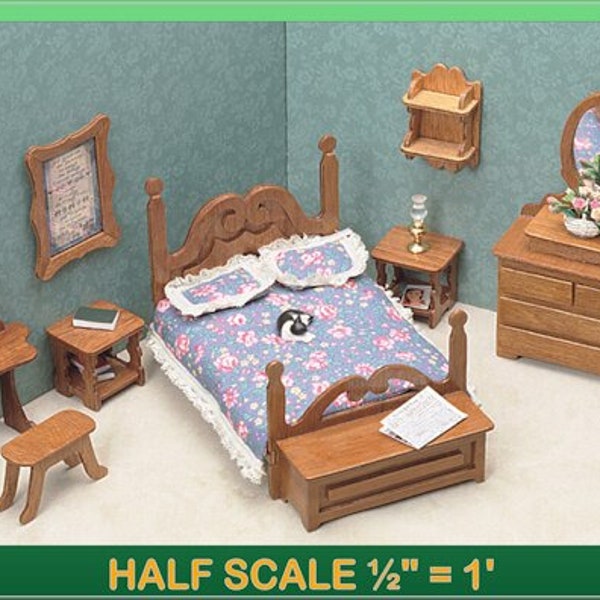 Bedroom Dollhouse Furniture Kit - 1/24 Scale by Greenleaf Dollhouses