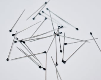 10x Midi Black Stainless Steel Thin Hijab Pins